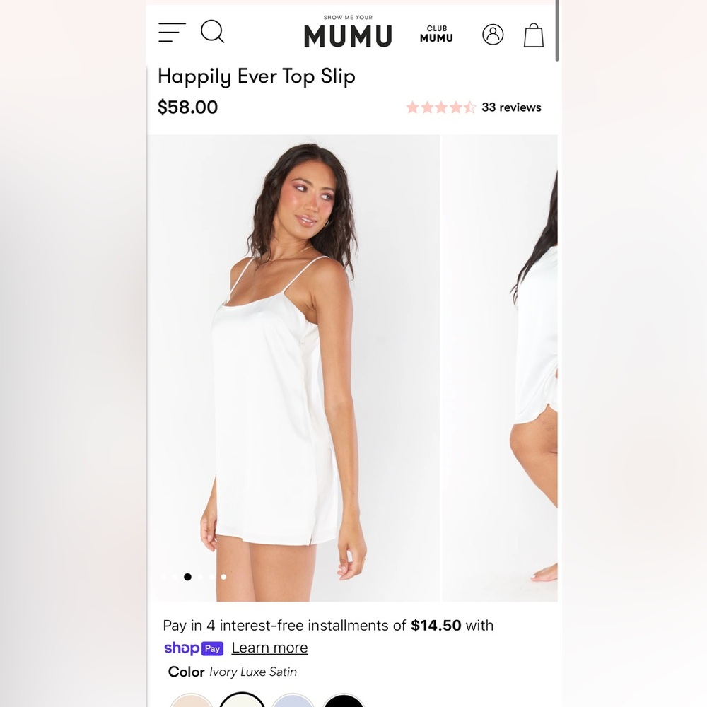 Show Me Your MuMu White Satin Slip